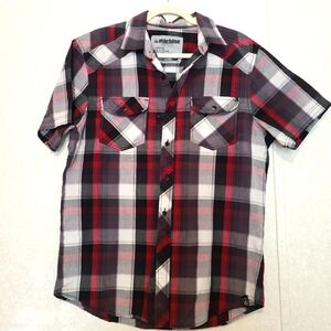 MACHINE ...BUTTON UP SHIRT-SHORT SLEEVE...SIZE:M